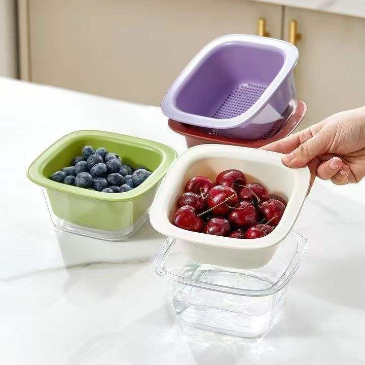 Double-Layer Kitchen Drain Basket - Multi-Purpose Fruit & Vegetable Washing Colander