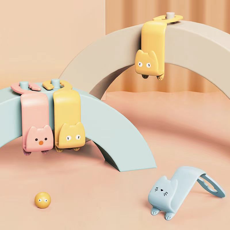 Cartoon Cat Car Headrest Hook - ABS Clamp-On Hidden Seat Back Hanger (6.5 x 6.5 x 6.5 cm)