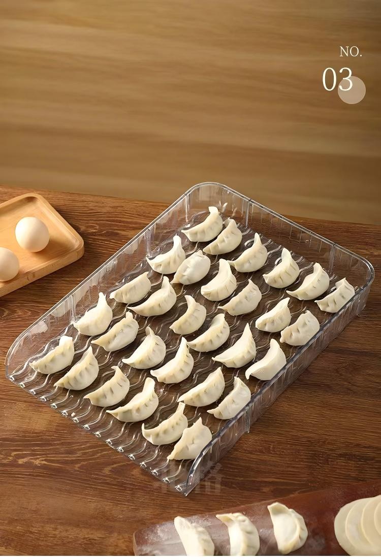Food-Grade PET Dumpling Storage Box - Thickened Stackable Fridge Tray with Rim