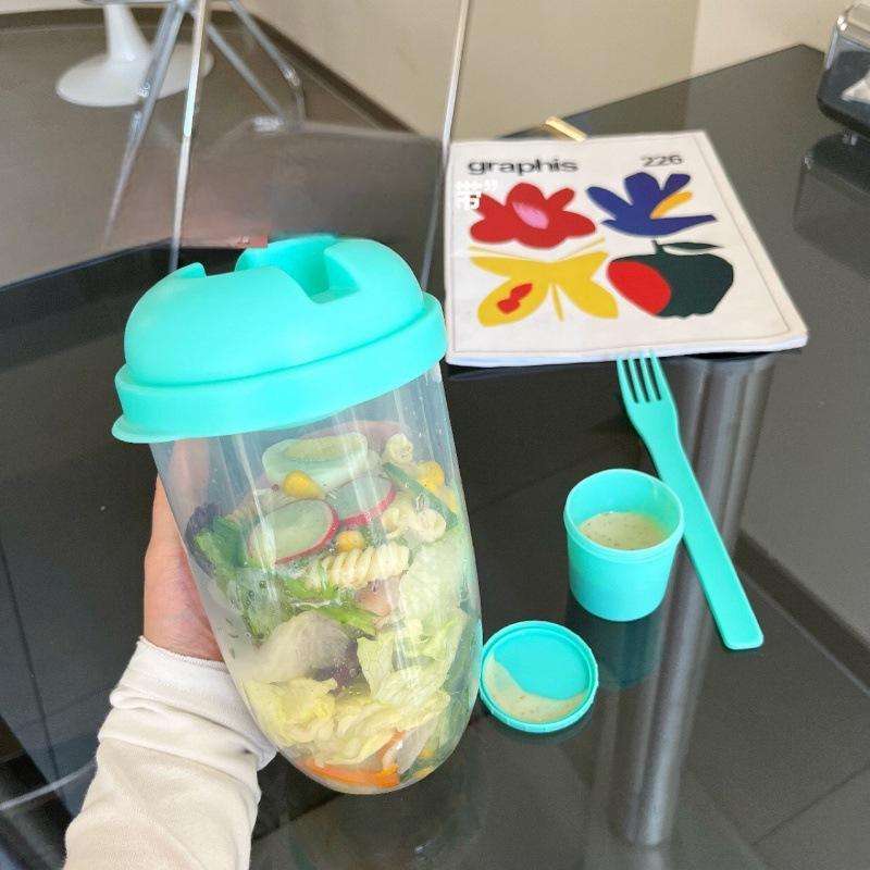 Portable PP Salad Cup with Lid - Leak-Proof Insulated Food Container for Picnic & Camping