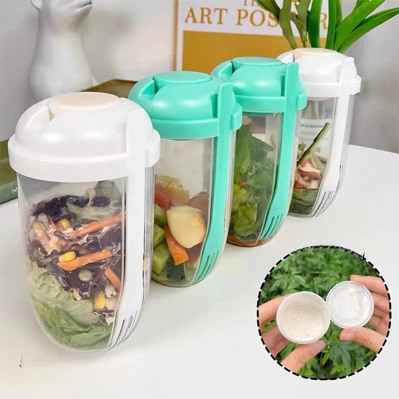 Portable PP Salad Cup with Lid - Leak-Proof Insulated Food Container for Picnic & Camping
