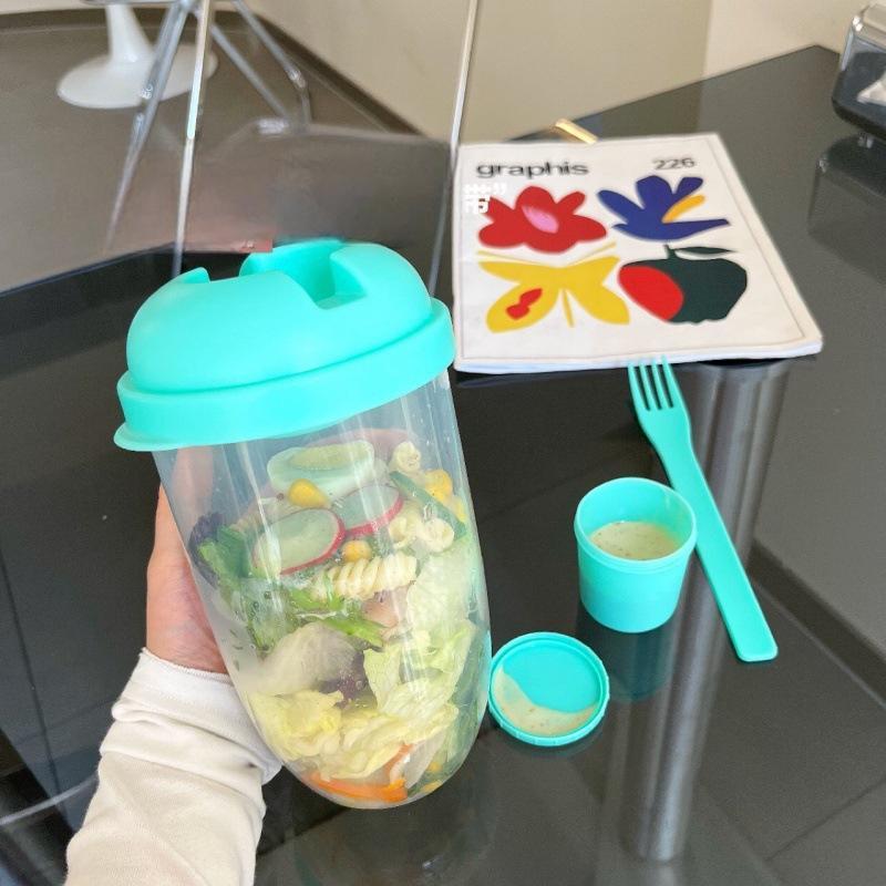 Portable PP Salad Cup with Lid - Leak-Proof Insulated Food Container for Picnic & Camping