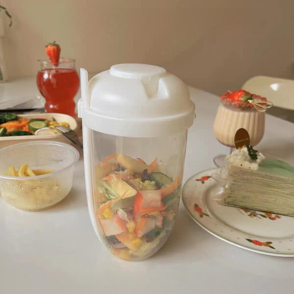 Portable PP Salad Cup with Lid - Leak-Proof Insulated Food Container for Picnic & Camping