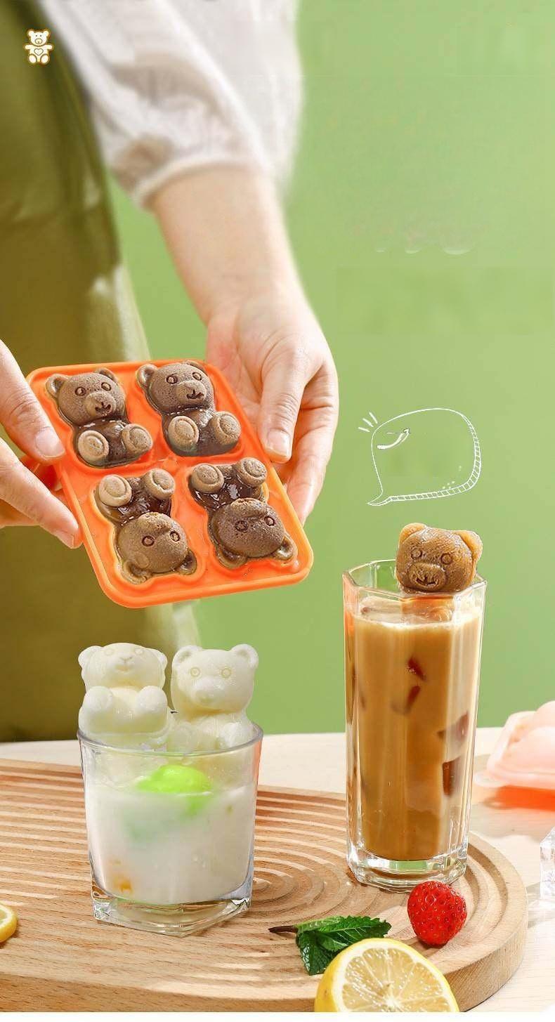 Bear-Shaped Silicone Ice Cube Tray - Food-Grade Easy-Release Mold for Popsicles