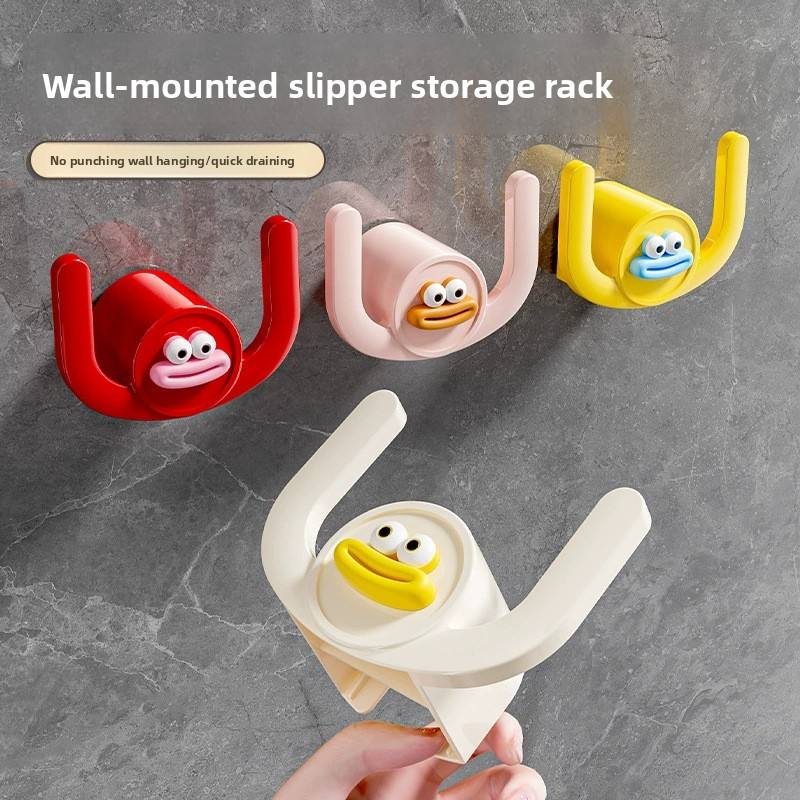 No-Drill Bathroom Slipper Rack - PP Wall-Mounted Draining Slipper Holder