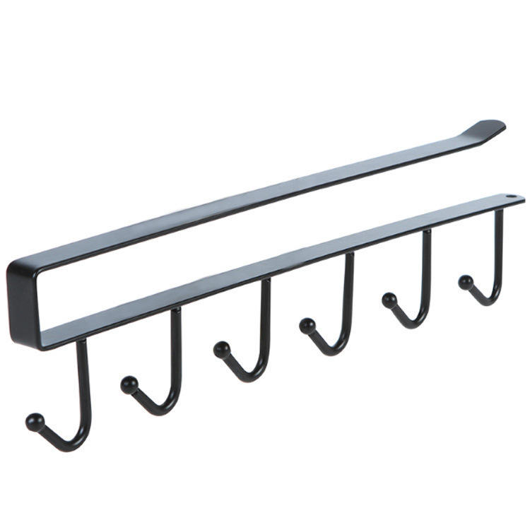 6-Hook Wrought Iron Hanging Rack - No-Nail Multi-Purpose Storage Organizer