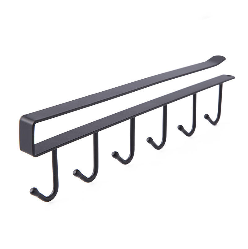 6-Hook Wrought Iron Hanging Rack - No-Nail Multi-Purpose Storage Organizer