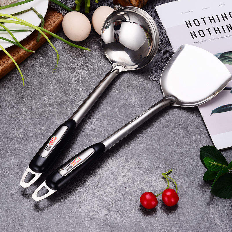 Stainless Steel Cooking Utensil Set - Spoon & Spatula with Handles (Oven-Safe)