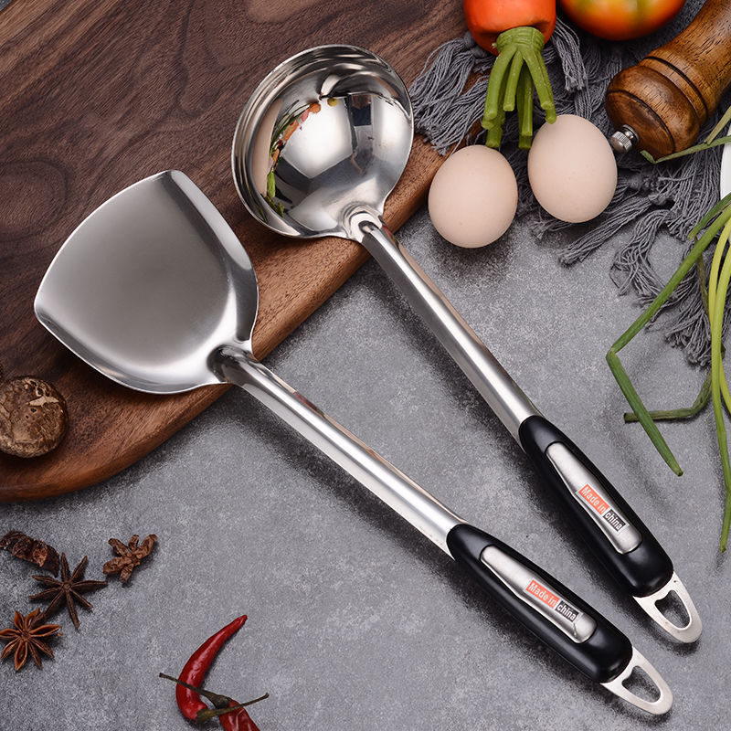 Stainless Steel Cooking Utensil Set - Spoon & Spatula with Handles (Oven-Safe)