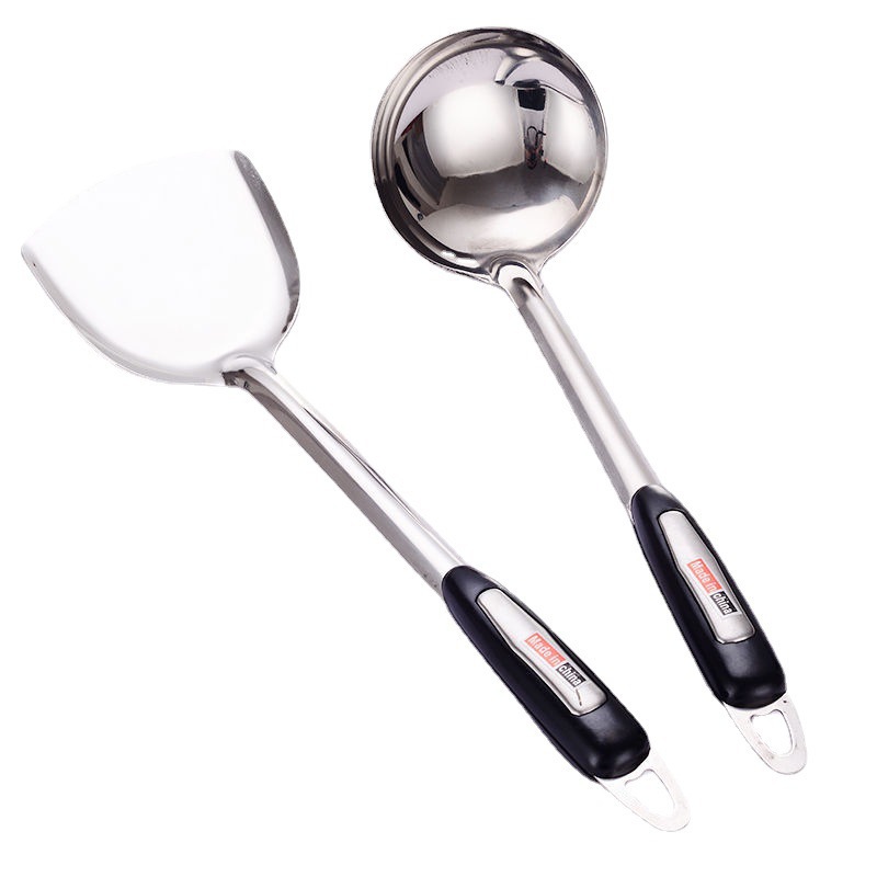 Stainless Steel Cooking Utensil Set - Spoon & Spatula with Handles (Oven-Safe)