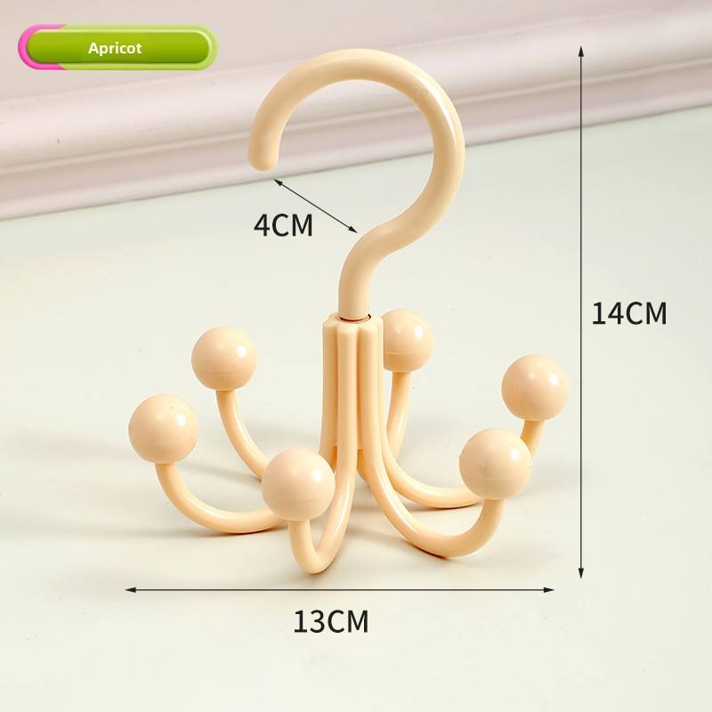 6-Claw Rotating Hook Rack - Creative PP Wall-Mounted Organizer for Dorm & Home