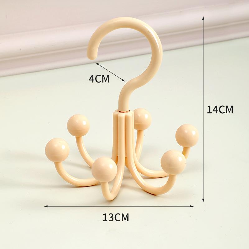 6-Claw Rotating Hook Rack - Creative PP Wall-Mounted Organizer for Dorm & Home