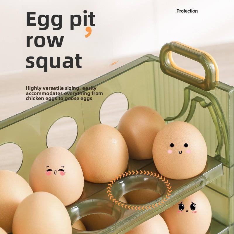 Flip-Top Egg Storage Box - 20-Grid PP Fridge Door Egg Holder (25.5 x 10 x 17 cm)