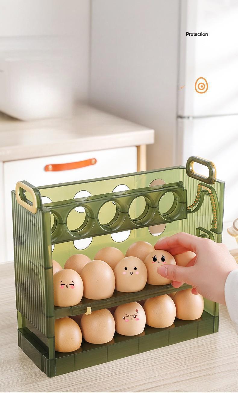 Flip-Top Egg Storage Box - 20-Grid PP Fridge Door Egg Holder (25.5 x 10 x 17 cm)