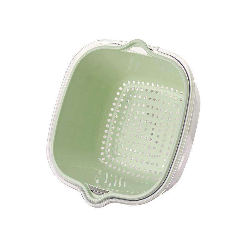 Double-Layer Transparent PET Drain Basket - 8-Piece Kitchen Colander Set