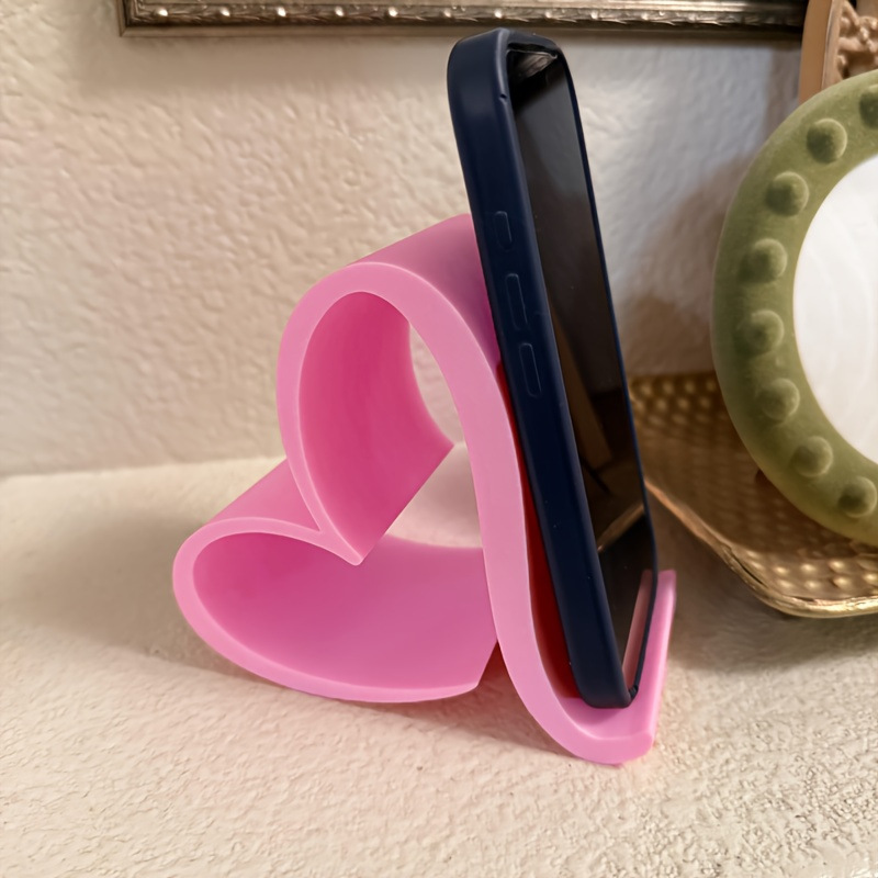 Heart-Shaped 3D-Printed Phone & Tablet Stand - Portable Multifunctional Desk Holder