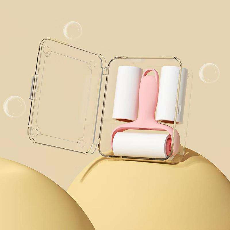 Mini Portable Lint Roller - Manual Clothes Hair Remover with 2 Replacement Rolls