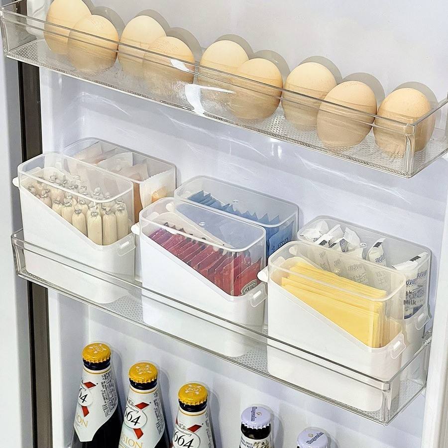 Flip-Top Refrigerator Door Storage Box - White PP Fresh-Keeping Organizer