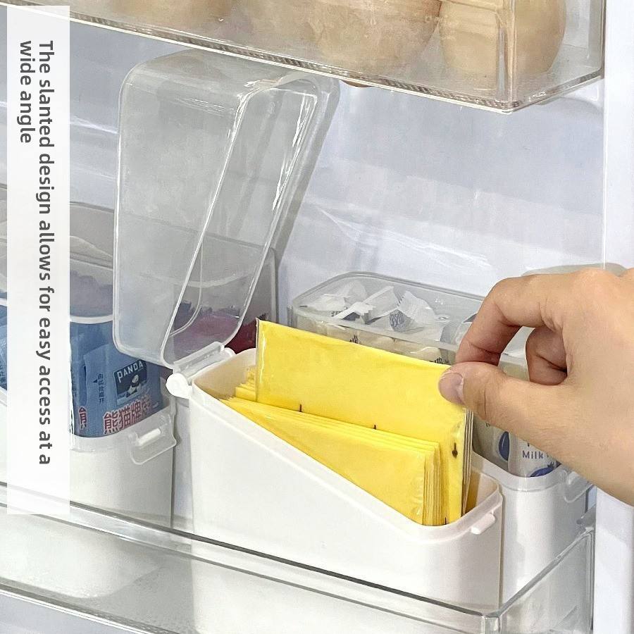 Flip-Top Refrigerator Door Storage Box - White PP Fresh-Keeping Organizer