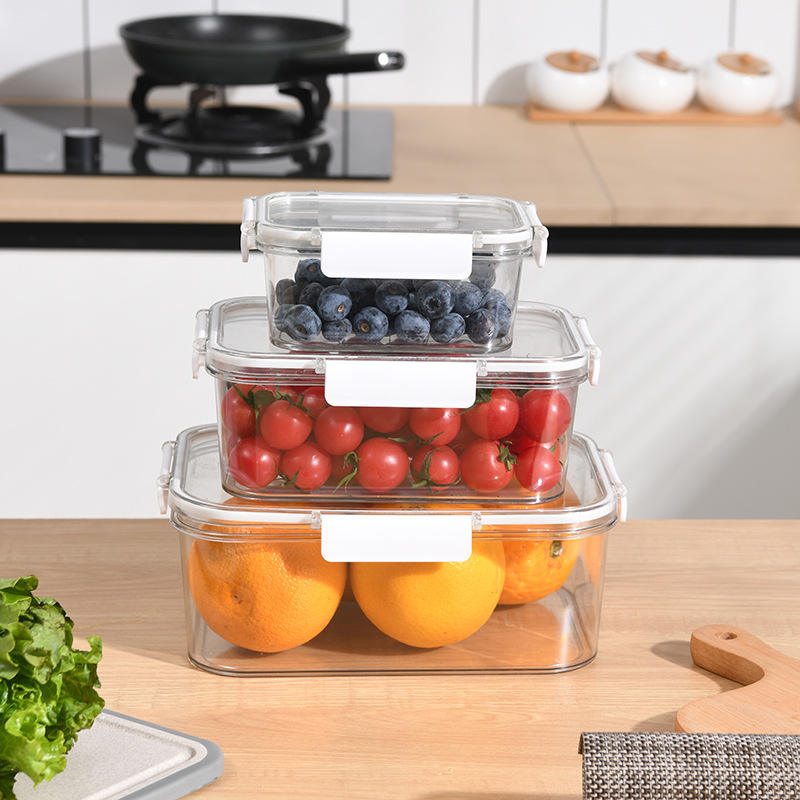 Microwave-Safe Fresh-Keeping Storage Box - Transparent Rectangular Fridge Organizer
