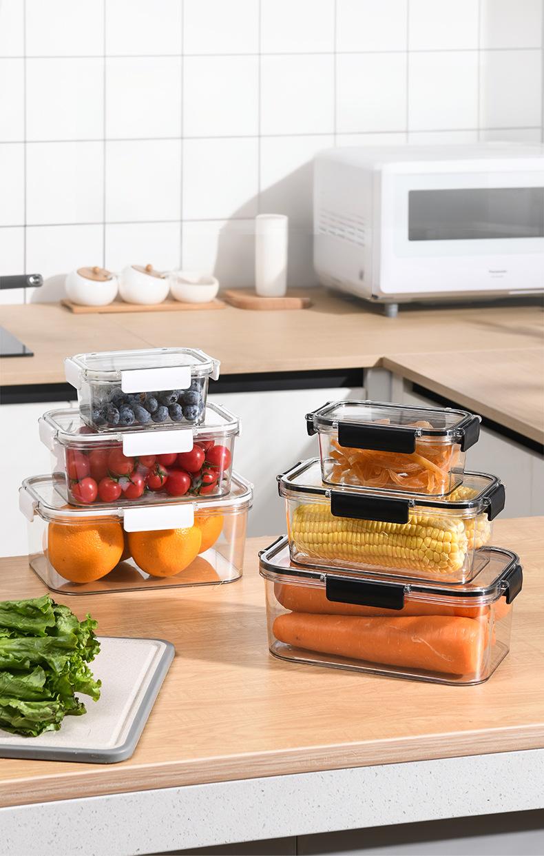 Microwave-Safe Fresh-Keeping Storage Box - Transparent Rectangular Fridge Organizer