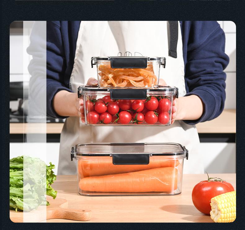 Microwave-Safe Fresh-Keeping Storage Box - Transparent Rectangular Fridge Organizer