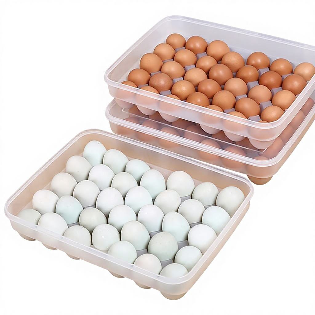 34-Grid Multi-Layer Egg Storage Box - PP Fridge Egg Tray, Shock-Proof & Sealed