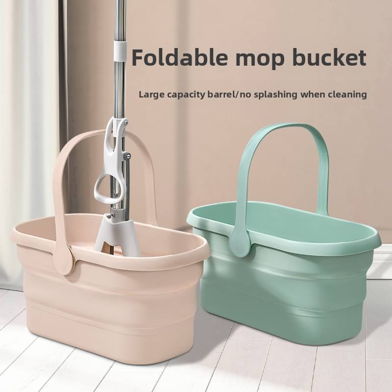 Portable Folding Drain Mop Bucket - Telescopic PP Wash Bucket for Bathroom