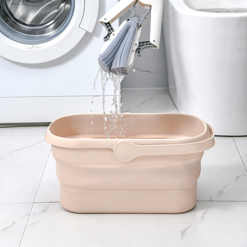 Portable Folding Drain Mop Bucket - Telescopic PP Wash Bucket for Bathroom