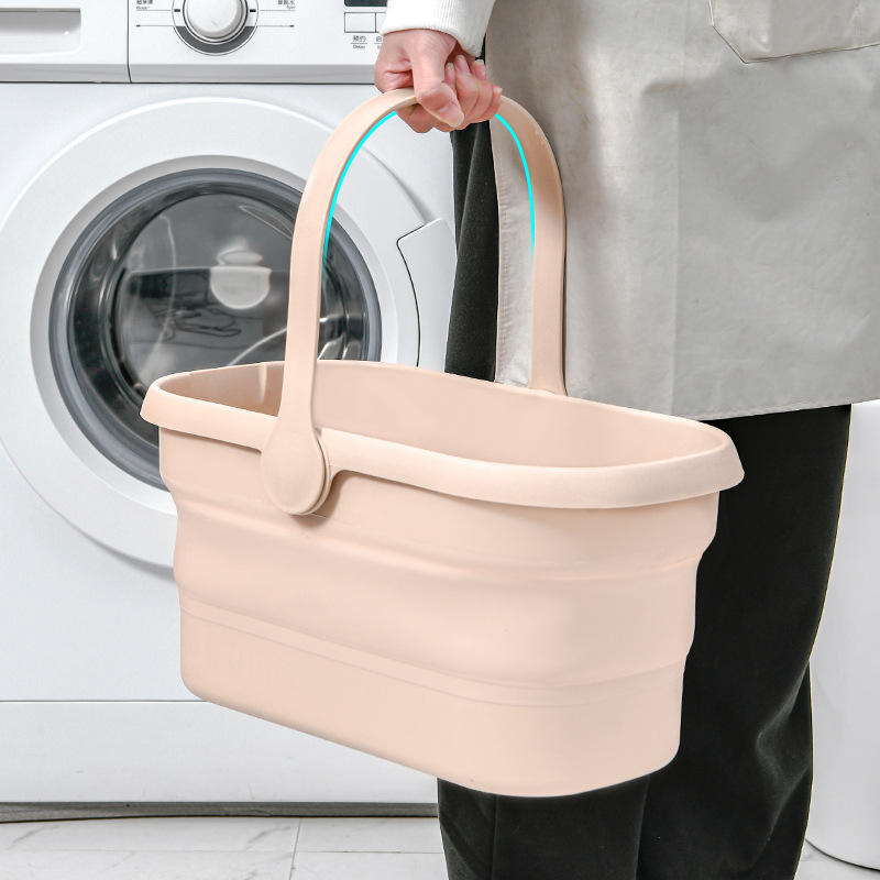 Portable Folding Drain Mop Bucket - Telescopic PP Wash Bucket for Bathroom