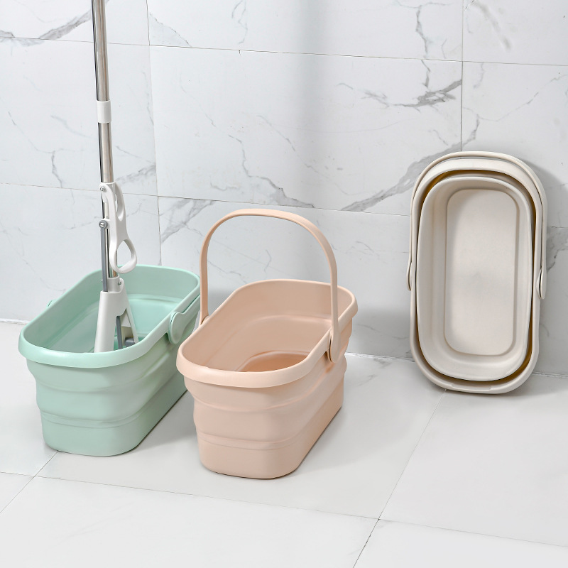 Portable Folding Drain Mop Bucket - Telescopic PP Wash Bucket for Bathroom