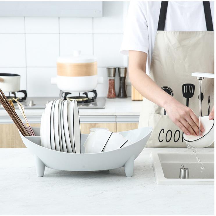 Boat-Shaped Kitchen Drain Rack - Multifunctional Plastic Dish & Chopstick Holder