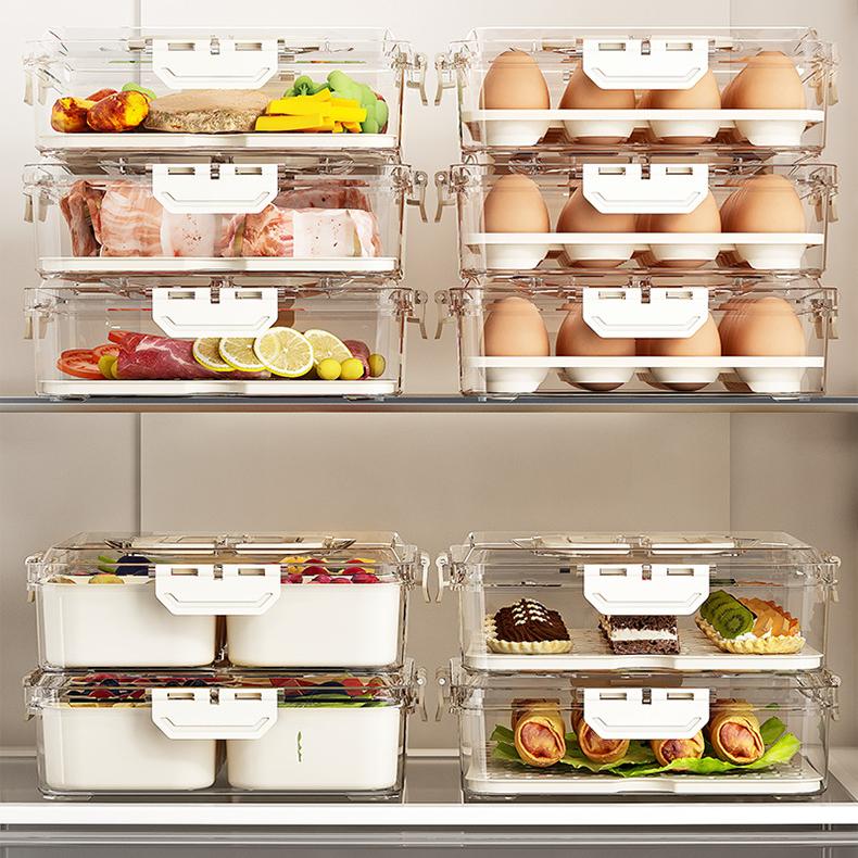 Portable Fridge Storage Box with Drainage - Sealed Lidded Food Container