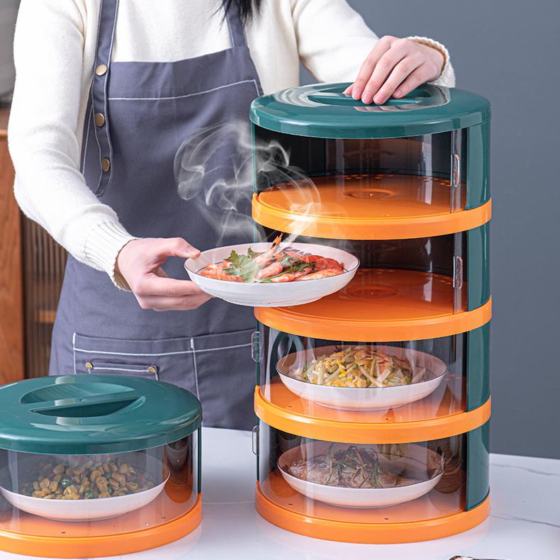 Stackable Plastic Food Cover - Insulated Dust-Proof Table Food Dome, Yellow/White