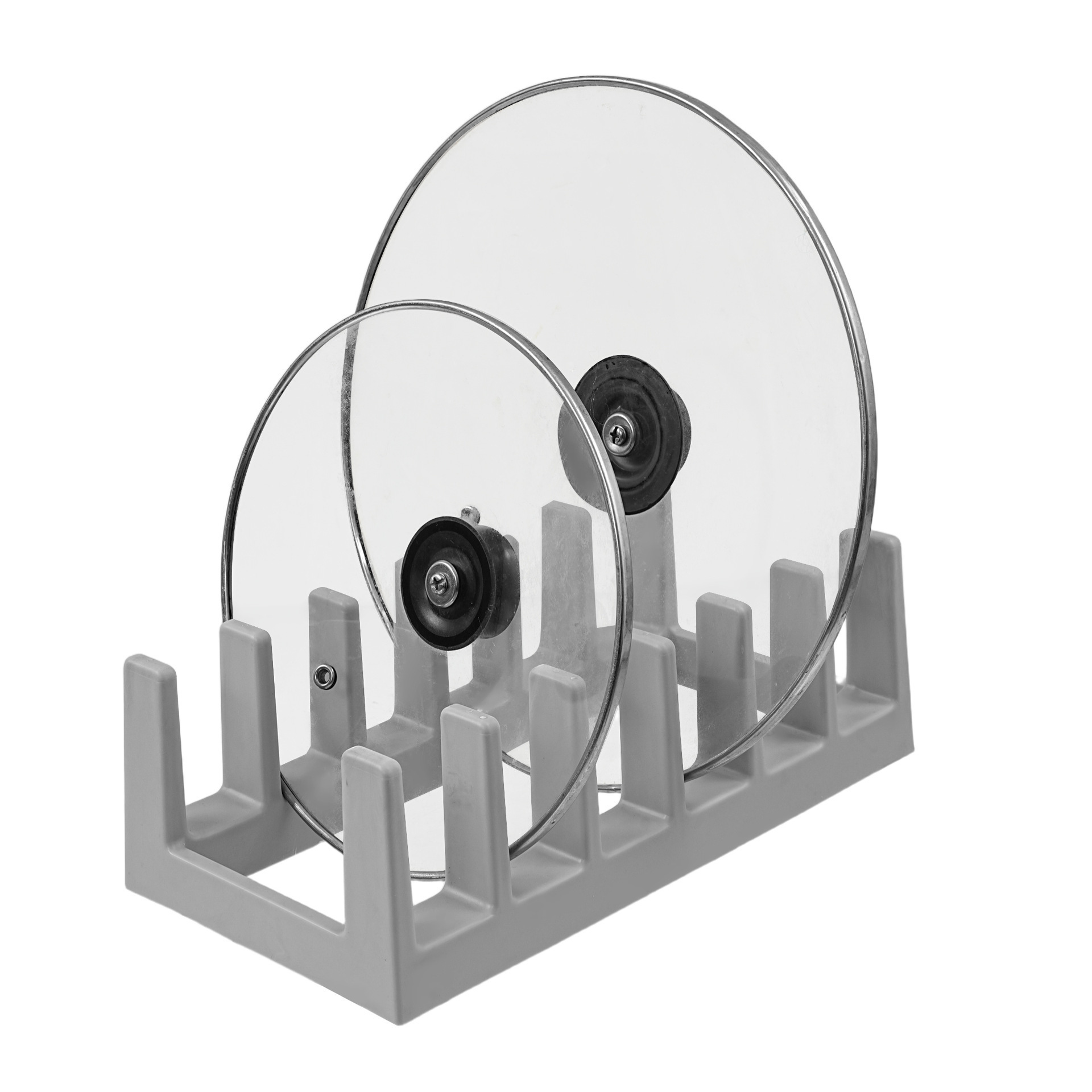 PP Kitchen Pot Lid & Dish Rack - Countertop Cutting Board Holder, Grey