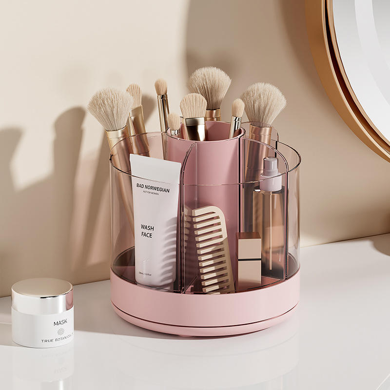 Rotating Pen Holder - Large Capacity PS+HIPS Desk Organizer & Makeup Brush Stand