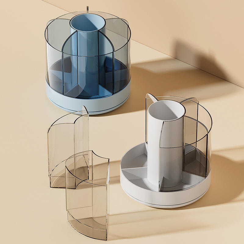 Rotating Pen Holder - Large Capacity PS+HIPS Desk Organizer & Makeup Brush Stand