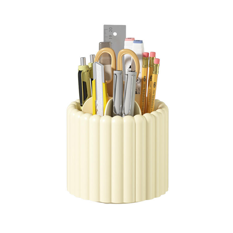 360 Rotating Pen & Cosmetic Organizer - Cylindrical PP Desk Storage Holder