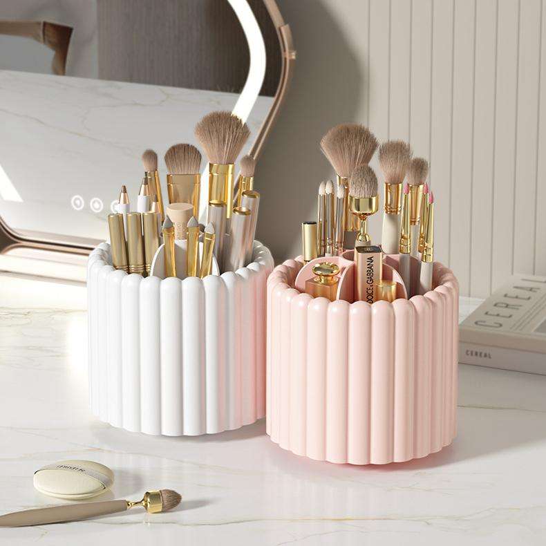 360 Rotating Pen & Cosmetic Organizer - Cylindrical PP Desk Storage Holder