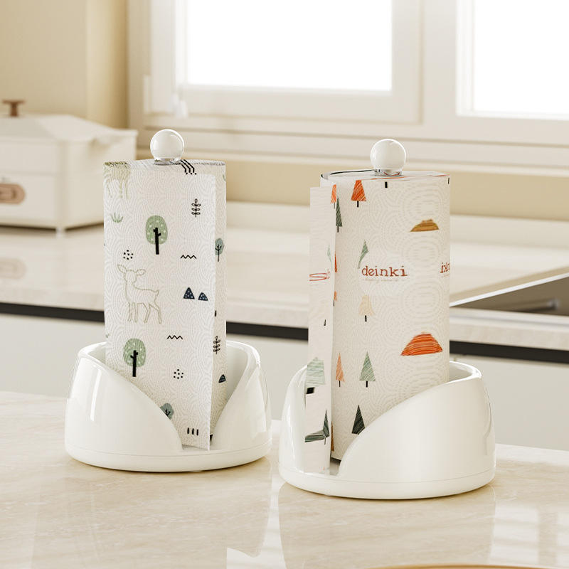 360 Rotating Upright Tissue Holder - Standing Napkin & Bag Organizer for Kitchen
