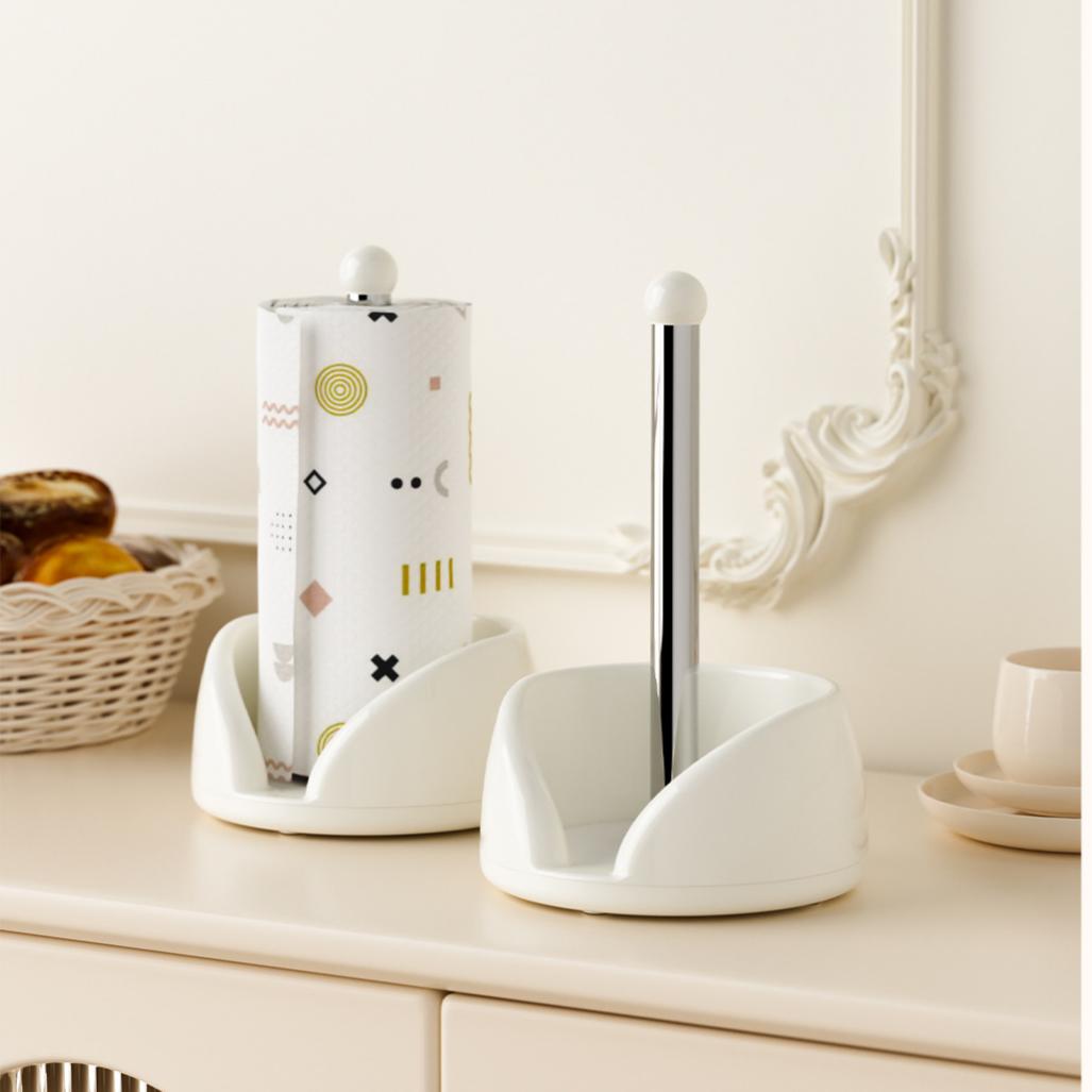360 Rotating Upright Tissue Holder - Standing Napkin & Bag Organizer for Kitchen