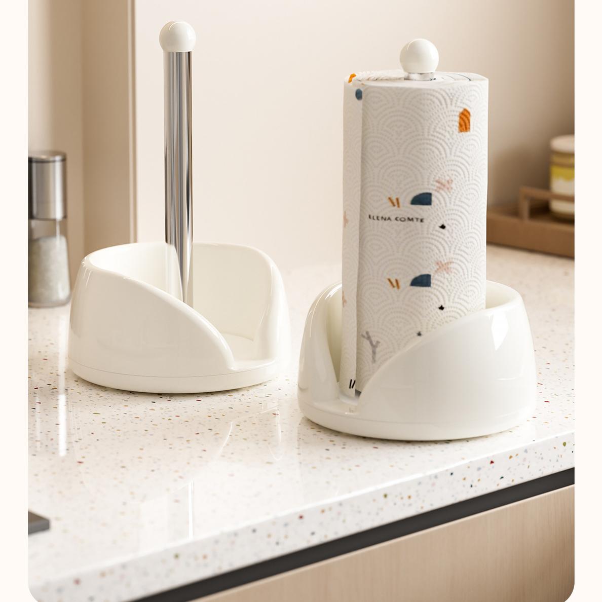360 Rotating Upright Tissue Holder - Standing Napkin & Bag Organizer for Kitchen