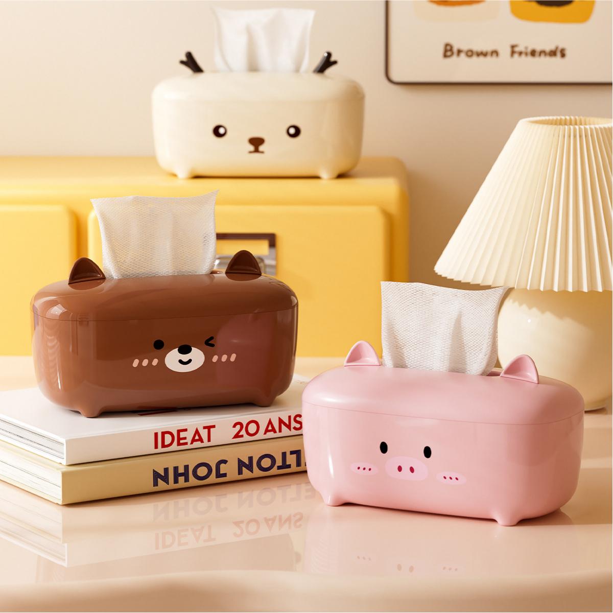 Cute Animal Waterproof Tissue Box - Thickened PP Napkin Holder for Bathroom & Desk