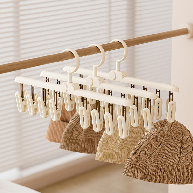 Multi-Clip PP Clothes Drying Hanger - Portable Windproof Hanger for Balcony & Dorm