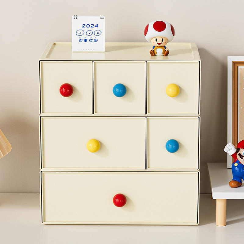 Stackable Drawer Storage Box with Dividers - Desk Organizer for Stationery & Makeup