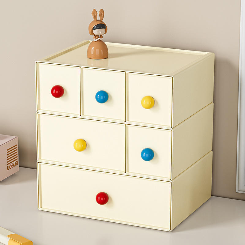 Stackable Drawer Storage Box with Dividers - Desk Organizer for Stationery & Makeup