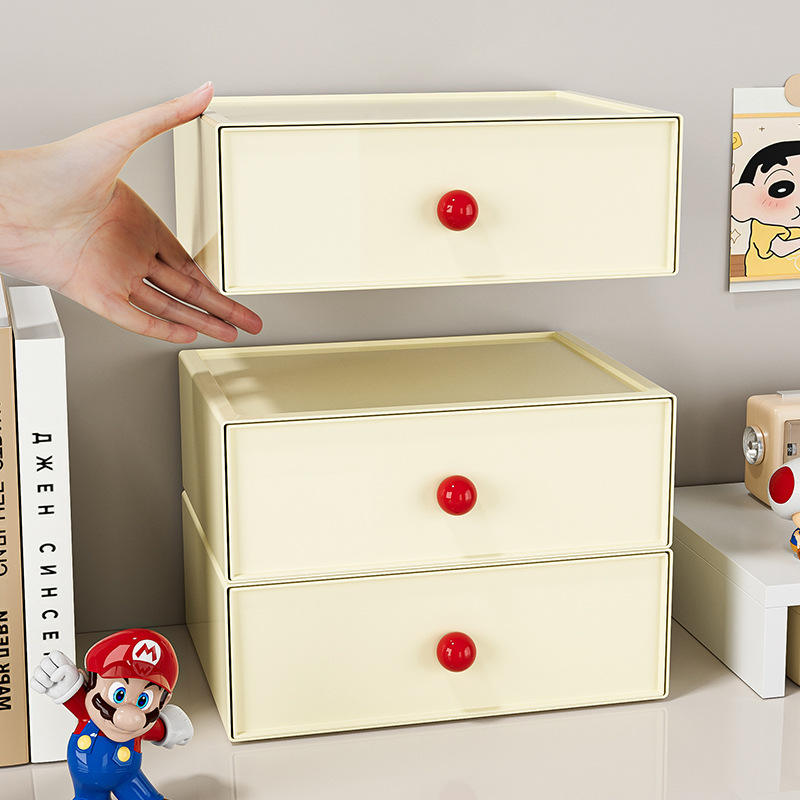 Stackable Drawer Storage Box with Dividers - Desk Organizer for Stationery & Makeup
