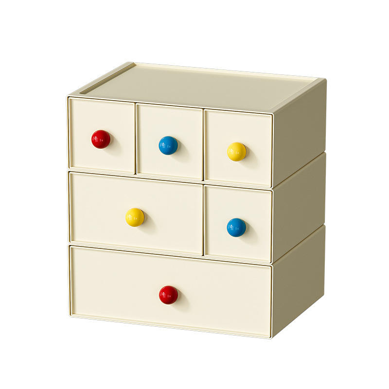 Stackable Drawer Storage Box with Dividers - Desk Organizer for Stationery & Makeup