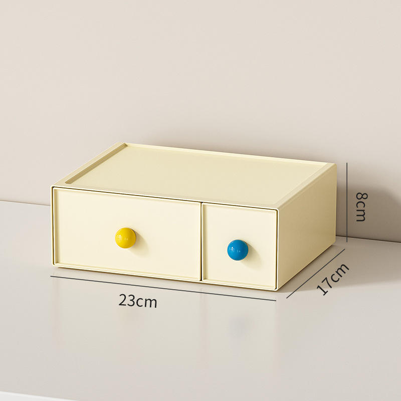 Stackable Drawer Storage Box with Dividers - Desk Organizer for Stationery & Makeup