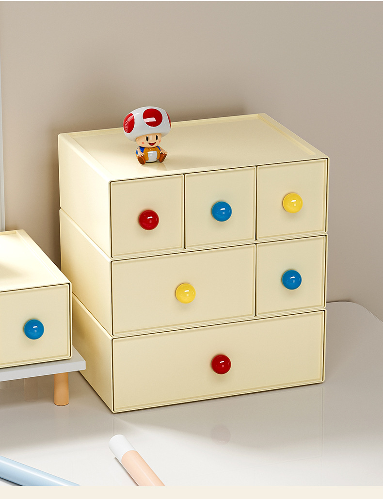 Stackable Drawer Storage Box with Dividers - Desk Organizer for Stationery & Makeup